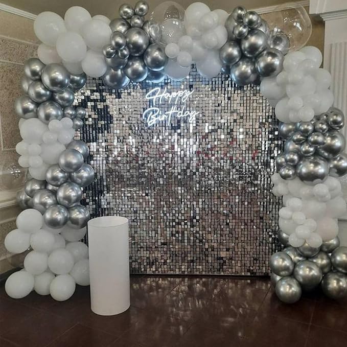 Silver Shimmer Wall Backdrop, 24 Panels, 6x4 Ft Photo Backdrop | wedding - Image 5