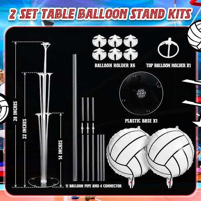 Sumind 2 Set Volleyball Table Centerpiece Balloon Stand Kit Foil Balloons - Image 3