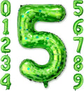 40 Inch Green Pixel Number 5 Balloon, Lime Green Large Foil Number Balloon 5th by Unknown