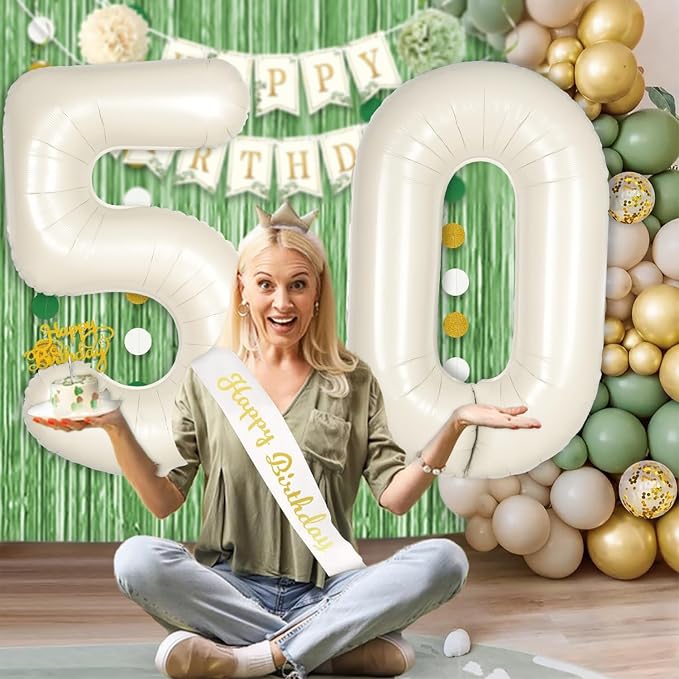 Cream White Number 33 Balloon for First Birthday Decorations, 40 inch Huge - Image 4