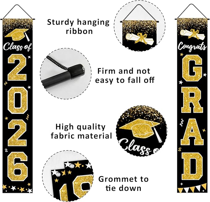 Graduation Decorations 2026, Graduation Banner Class of 2026, Congrats Grad - Image 2