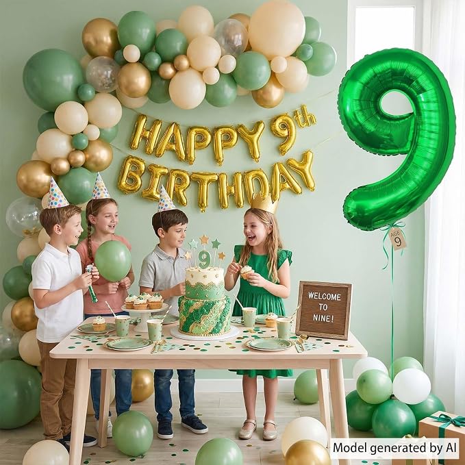 Green Number 9 Balloon 40 Inch, Vibrant Foil - Image 6