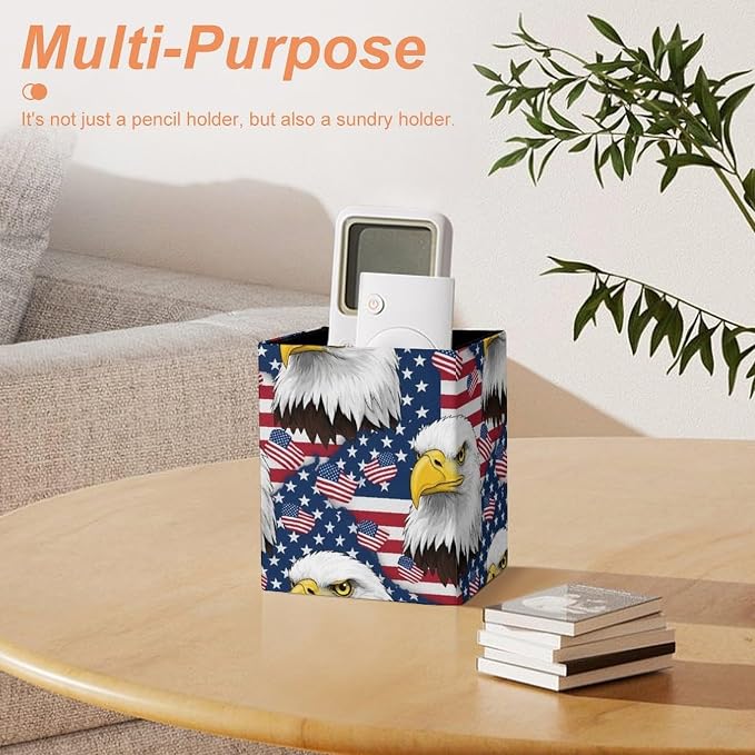 Pen Holder, PU Leather Pen Organizer American Flag And Bald Eagle - Image 7