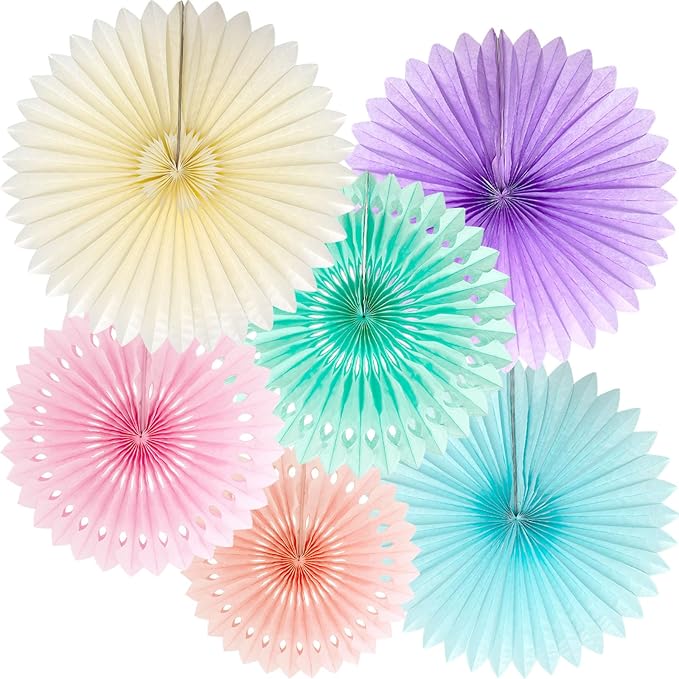 ANSOMO Pastel Rainbow Paper Fans Party Decorations Colorful Ice Cream Easter by ANSOMO