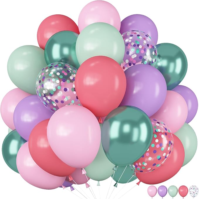Pink Purple Green Balloons for Mermaid Magic Birthday Party Decorations Under by Paeyeq