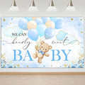 Mocsicka We Can Bearly Wait Backdrop Banner 6x3.6ft | Blue Balloons, Bear Baby by Mocsicka