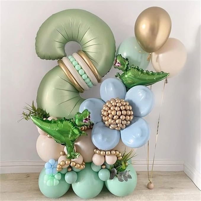 Sage Green Foil Balloon Number 7, Large Olive Green Number 7 Helium Balloon - Image 8