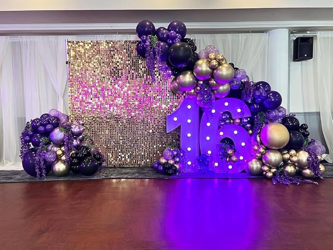 Purple and Gold Balloon Arch Kit, Different Size Balloons - Image 3