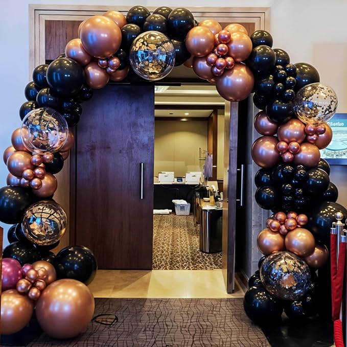 Black Rose Gold Balloons, Metallic Pearl Matte Confetti Balloon - Image 7