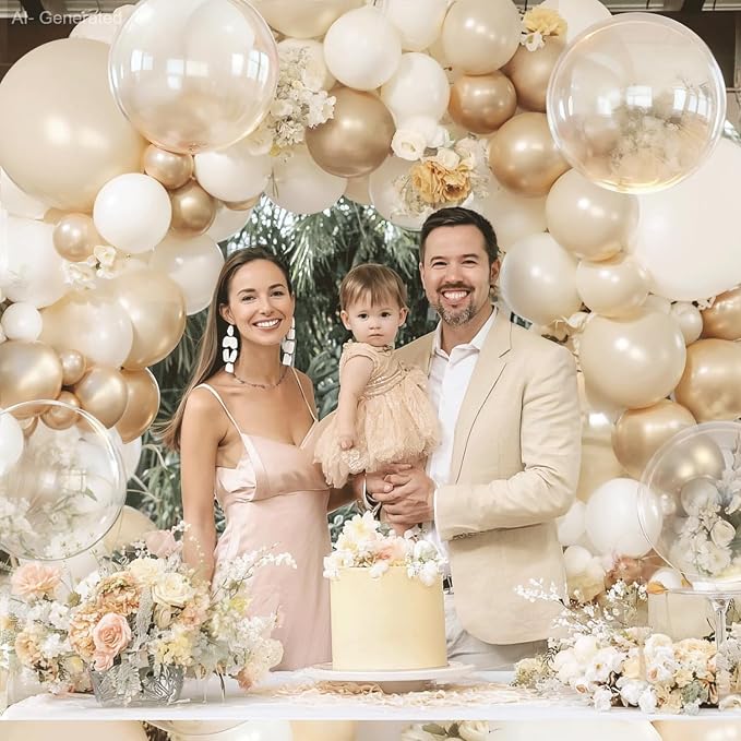 Gold White Beige ClearBalloons Arch Kit, Party Decor. | Chrome gold, cream - Image 8