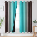 Teal and Brown Ombre Blackout Curtains 72 Inches Length by ESTELARTEXTILER