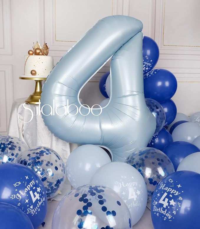 40 Inch Light Blue Number 4 Balloon 0-9 Big Helium Balloons | Large Giant - Image 5
