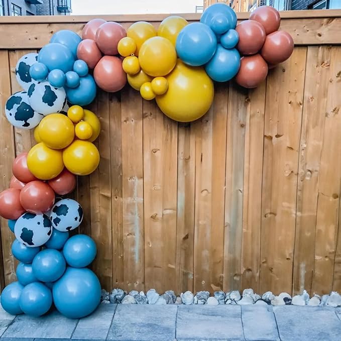 Toy Kids Balloons Arch Kit, Burnt Orange Blue Mustard Yellow Balloon Garland as - Image 6