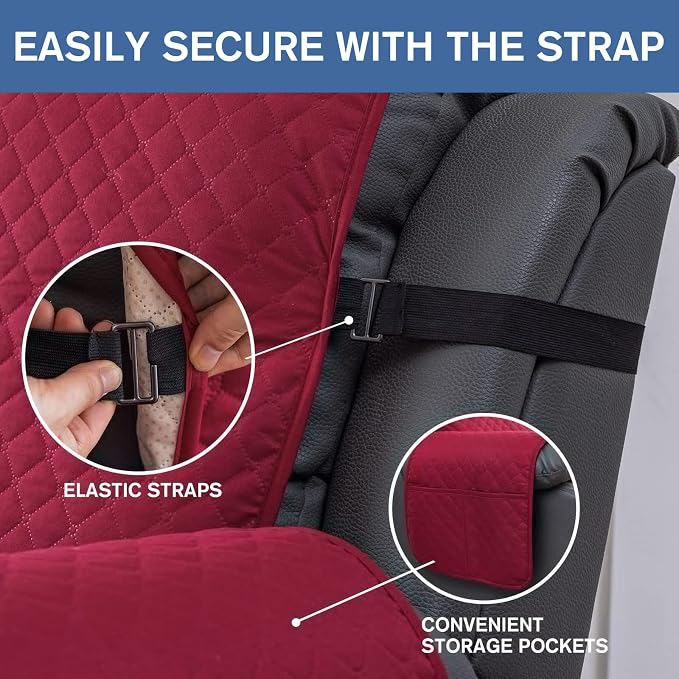 XINEAGE Water Resistant Recliner Cover, Nonslip Recliner Chair Covers - Image 3