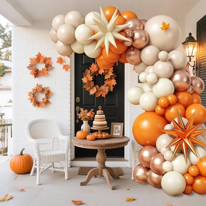 Fall Orange Nude White Balloons Garland Arch Kit - Image 7