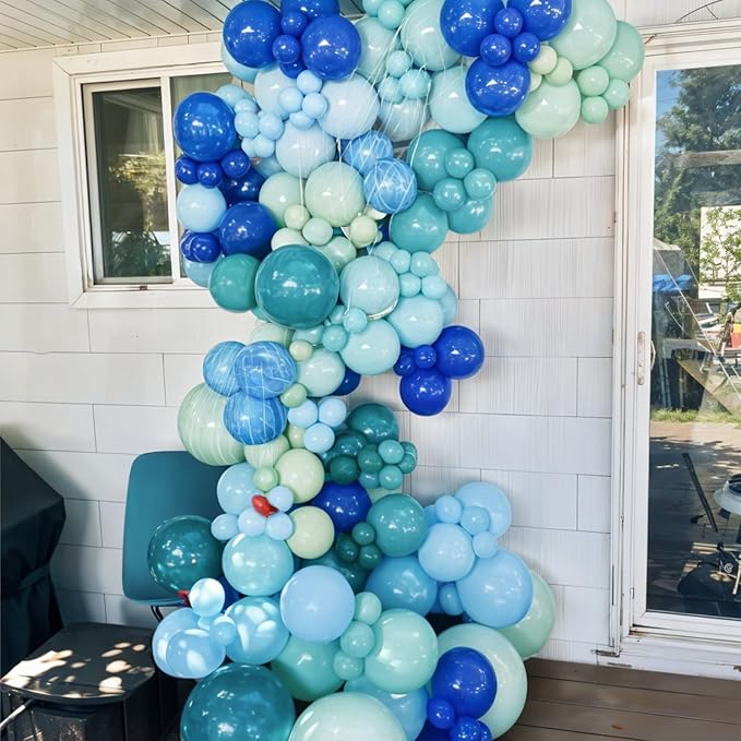 Ocean Balloons, 12 Inch Dark Light Blue Teal Clear Pearl Transparent Metallic - Image 6
