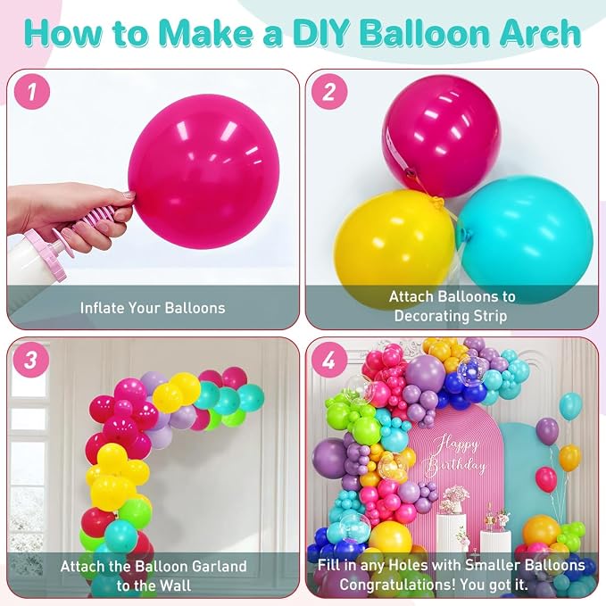 Colorful Rainbow Balloon Garland Arch Kit - Image 3