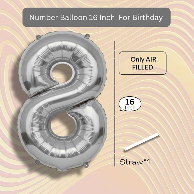 Gold Number Balloon 8 Mylar Foil Balloons 16 inch - Image 8