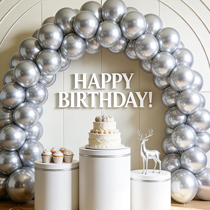 LOLStar Metallic Silver Balloons, 12 inch Latex | Birthday, Engagement - Image 3