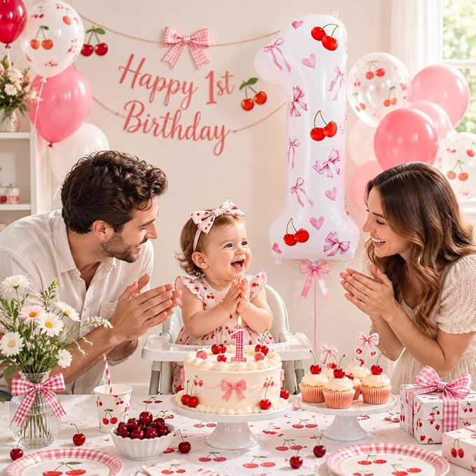 2nd Birthday Cherry Balloon, 40 Inch Number 2 DIY Pink Party Decor | Cherry - Image 7