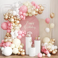 Pink White and Gold Balloon Garland Arch Kit by Unknown