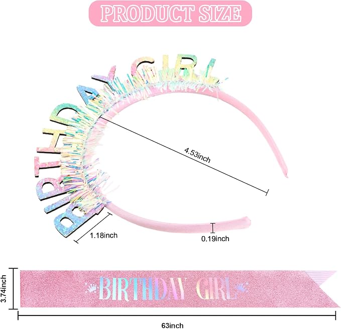 CIEHER Birthday Girl Headband Birthday Crown - Image 4