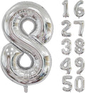 40 inch Silver Number Balloon Giant Foil Helium Balloons Silver Number 8 Balloon by Yeodong
