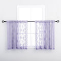 Light Purple Sheer Curtains for Small Windows W42 x L36 Inch, 2 Panels | Rod by Kotile+Curtains