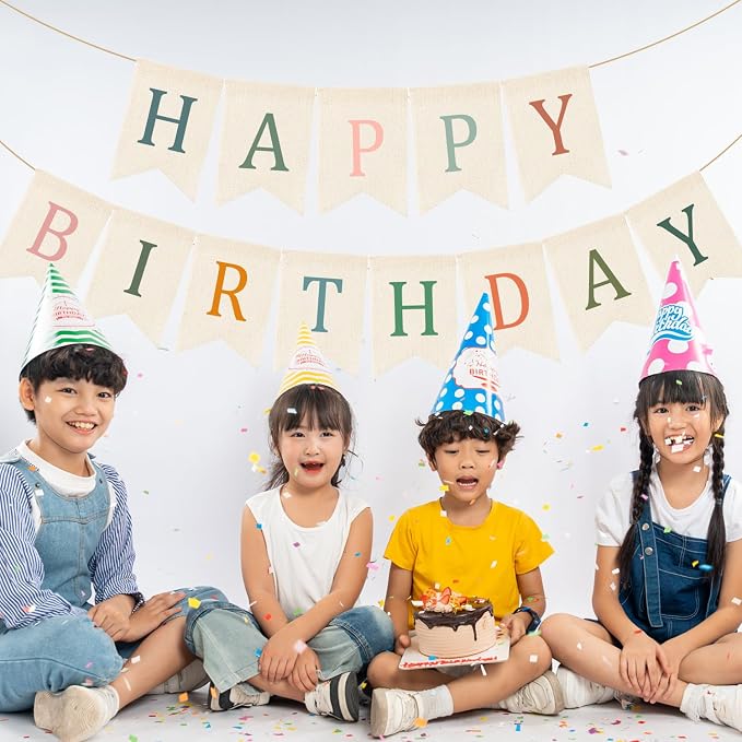 Doumeny Happy Birthday Burlap Banner Boho Birthday Garland Bunting Sage Green - Image 3