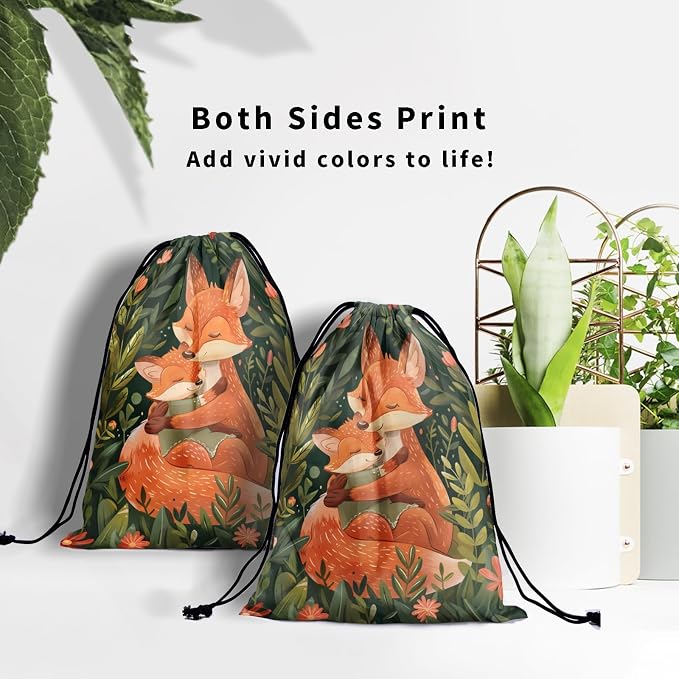 Fox Art Gymnastics Grip Bag Wild Plant Leaves Green Drawstring Grip Bags - Image 7