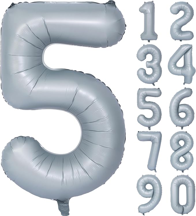 40 In Matte Gray Number 5 Balloons Helium Foil Mylar Balloon Digit 5 | by Exquisitehighqualitypartydecorationstomeetyoureveryneed%EF%BC%81