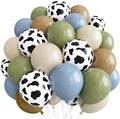 Cow Print Balloons, 12 Inch Farm Animal Retro Dusty Blue Green Beige Black Sand by Lingqiang