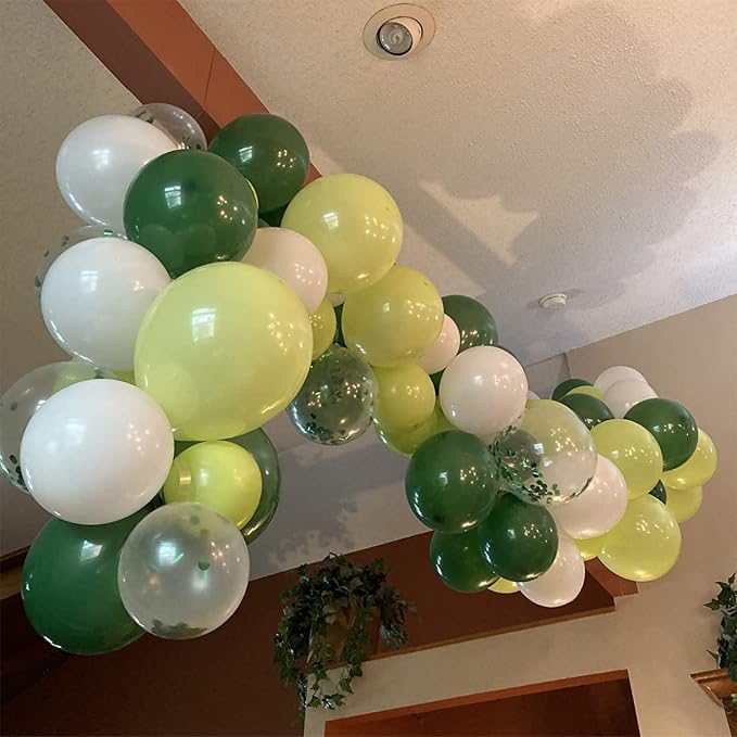 60 Pack Green Latex Balloons, 12 Inch Matte White Dark Emerald Green Light Lime - Image 5