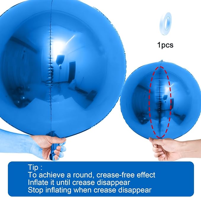 12Pcs Dark Blue Round Foil Balloons, Metallic Blue Foil Balloon - Image 6
