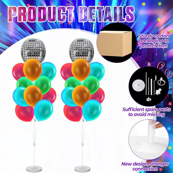 Gejoy 2 Sets Balloon Tower Stand Kit, Pcs 12 Inch Balloons, and 2 Pcs Balloons - Image 3