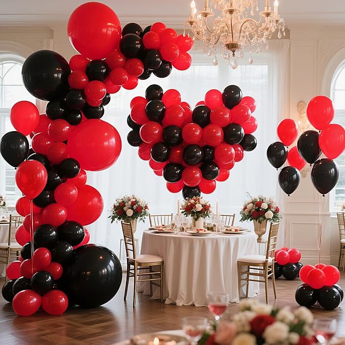 Red and Black Balloons 100 Pack 12 Inch Red Black Extra Thick Latex Party - Image 6