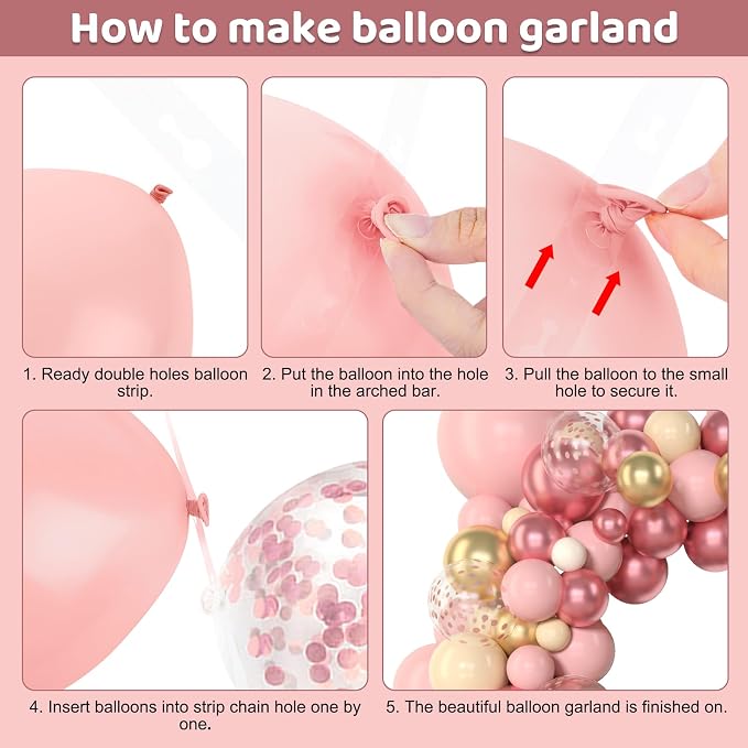 Amandir 153Pcs Boho Blush Balloon Arch Garland Kit, Different Sizes | 18 12 10 - Image 4