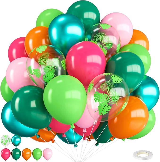 Rainbow Tropical Balloons for Summer Party Decorations | 12-inch pink by FunHot