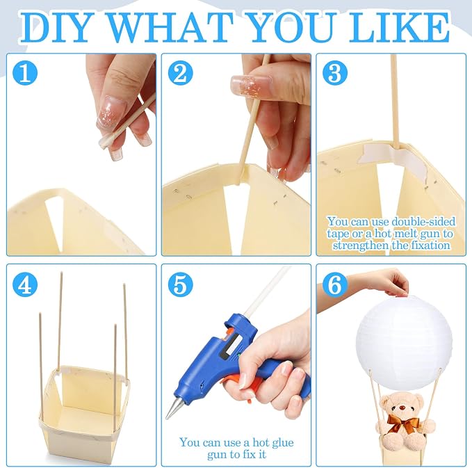 12 Sets Baby Shower Hot Air Balloon Table Centerpieces DIY Paper Lanterns - Image 3