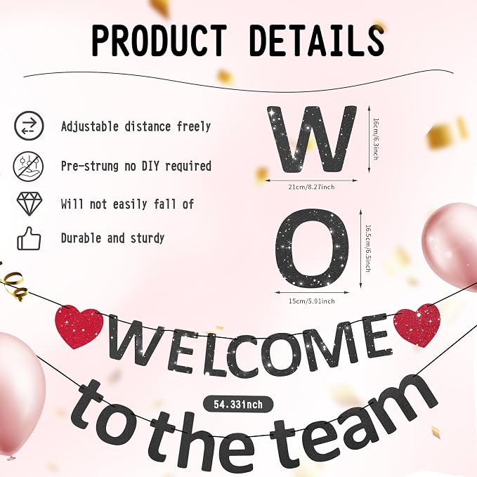 Pre-Strung Glitter Welcome to the Team Banner Welcome Banner Welcome Decorations - Image 3