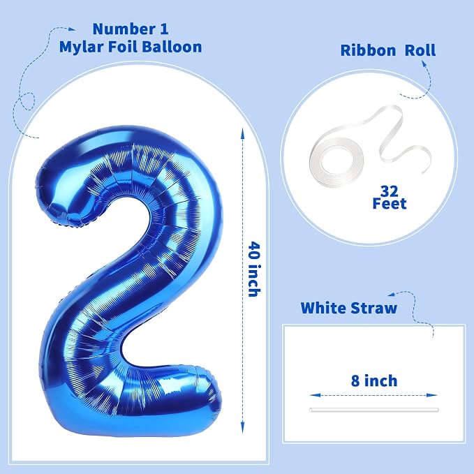 Number Balloons Navy Blue Balloons - Image 2
