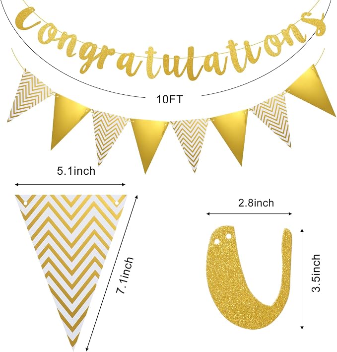 2pcs Congratulations Banner, Ymapinc Gold Congratulations Decorations - Image 2