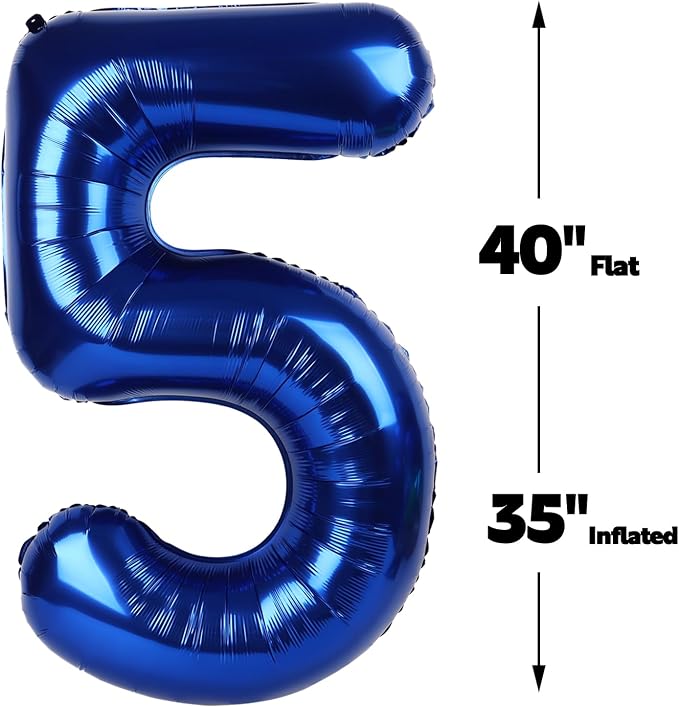 Large Night Blue 40 Inch Birthday Number 5 Balloon, Night Blue Five 5th 15 25 - Image 3