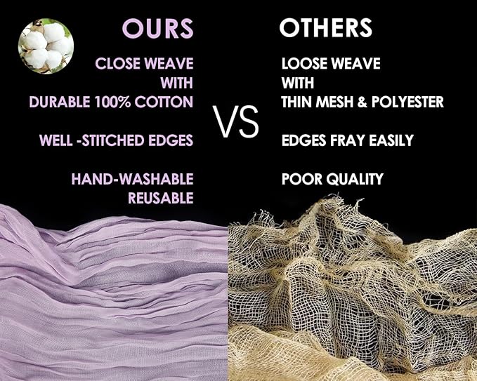 Lilac Purple Cheesecloth Table Runner Boho 10ft Gauze Cheese Cloth Gorgeous Table Runner for Baby Shower Wedding Bridal Shower Fall Thanksgiving Table Decor
