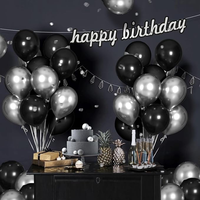 Black and Silver Balloons, Thick & Durable, - Image 6