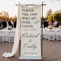 Custom Wedding Quote Cotton Linen Wall Tapestry, Personalized Couple Names by Mapileng%E2%84%A2
