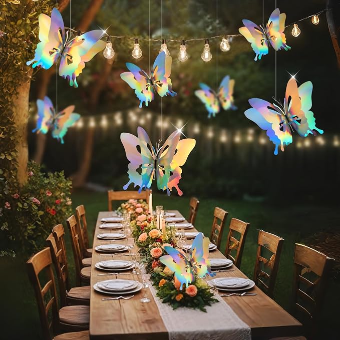 8 Pcs Hanging Butterfly Decorations, Butterfly Birthday Decorations Made - Image 5