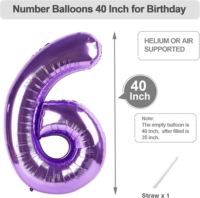 Numbers 15 Balloon 40Inch Purple Balloons - Image 5