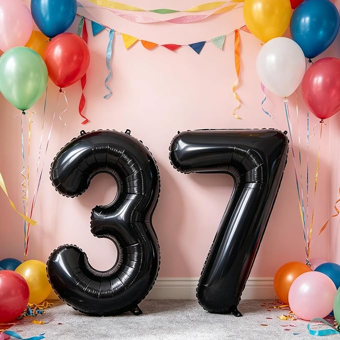 10 Pcs Number Balloons 32 Inch Black 0-9 Number Mylar Foil Balloons Black - Image 5