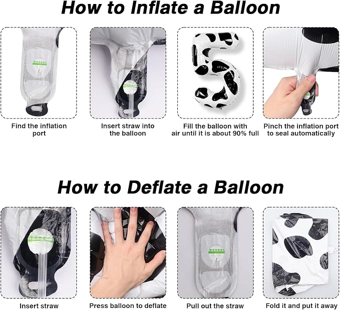 Cow Print Number 5 Balloon, 40 Inch Large Cow Pattern Foil Mylar Balloons 0-9 - Image 4